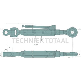 CBM Mechanische topstang cat. 3/3, gaffelkop/kogelgewricht, 690 - 855 mm