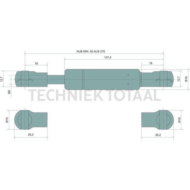 Stabilus Gas strut 450 N, 270 mm
