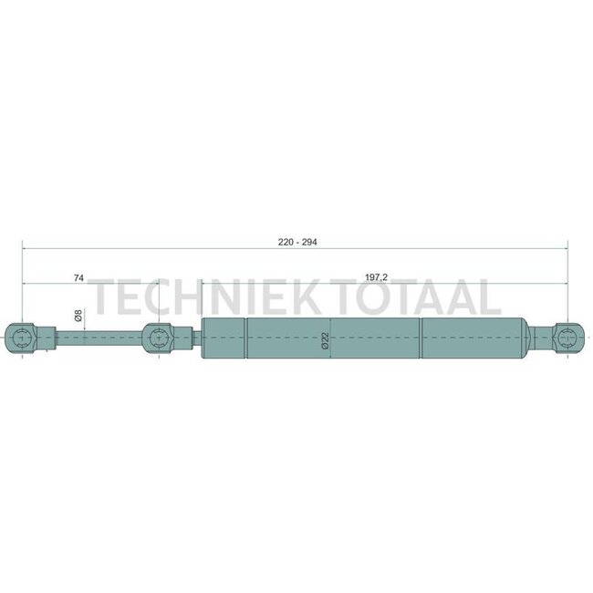 GRANIT Gas strut 25 - 70 N, 220 - 294 mm, stroke 74 mm John Deere Z225 - Z665 | AM143066