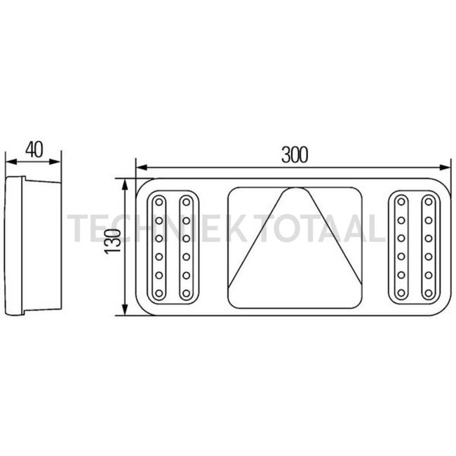 HELLA Rücklicht Coluna LED rechts 300 x 130 x 40 mm, 24 V, EasyConn