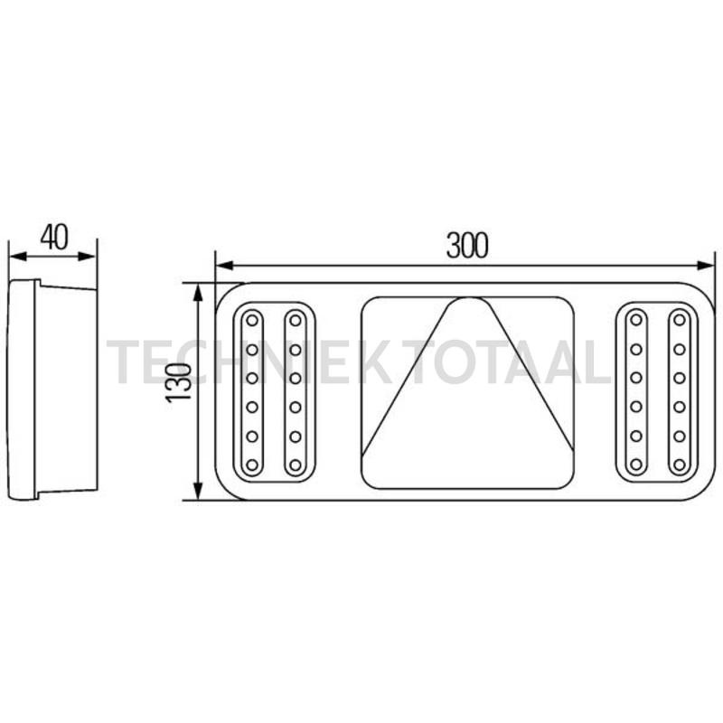 HELLA Achterlicht Coluna LED rechts 300 x 130 x 40 mm, 24 V, easyConn, foto 3 van 3
