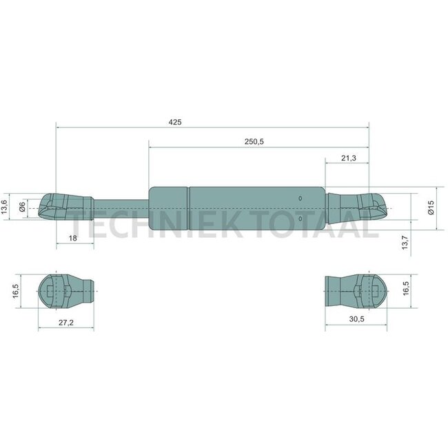 Stabilus Gas strut 125 N, 425 mm, stroke 150 mm John Deere 7200R - 9620RX | RE261886