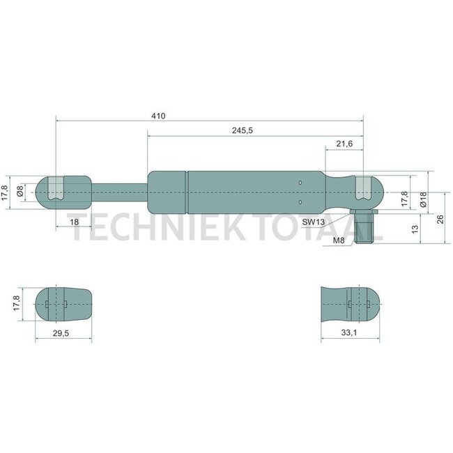 Stabilus Gas strut 200 N, 410 mm, stroke 140 mm John Deere 8295RT - 8370RT | RE283089