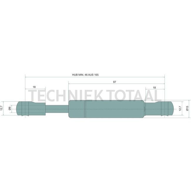 Stabilus Gas strut 300 N, 165 mm, form 6