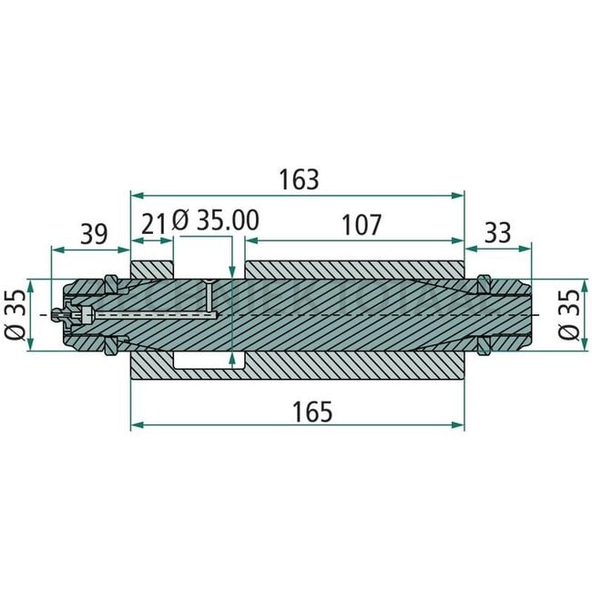 Expander Reparaturbolzen Kippzylinder Ø 35 mm, 163 mm, Sechskantmutter
