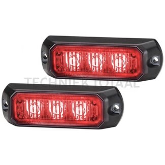HELLA Flashing lamp red LED 12 / 24 V, 3 LED's, screwed, cable 0,2 m