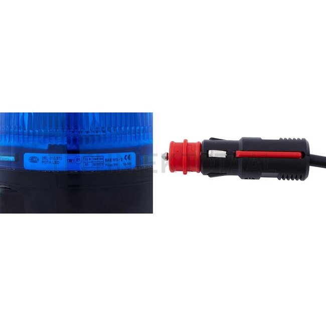 HELLA Zwaailamp KL Rota LED blauw, Ø 132 mm, magneet, spiraalkabel | 2RL 010 979-121