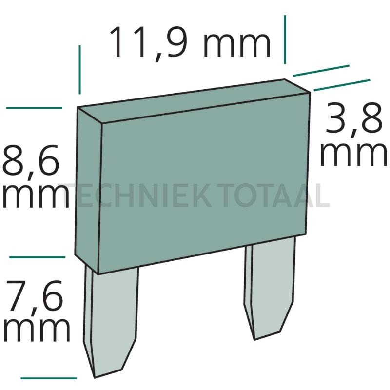 Automatische zekering standaard 30 A, 48 V, lichtgroen, handmatig, foto 2 van 2