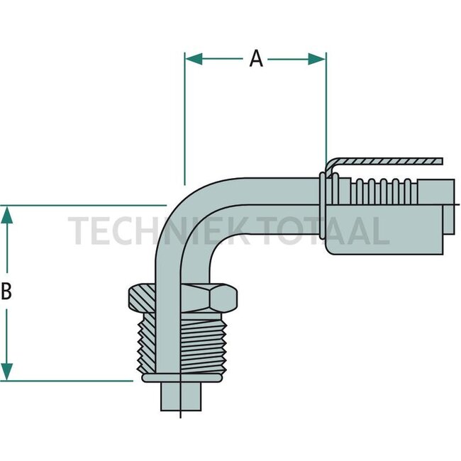 WAECO Clutch 90° Gr.8 DN10, 3/4" - 18UNF-2A, A 32 mm, B 48 mm | 8881400167