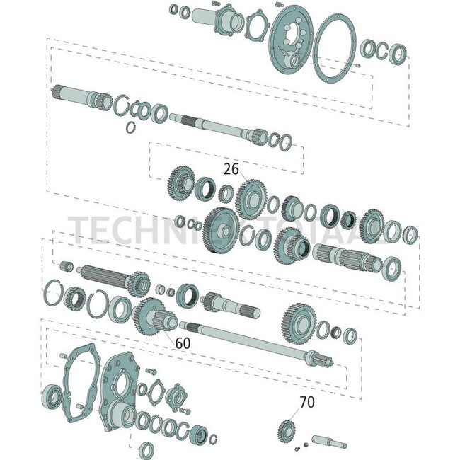 GRANIT Tandwiel 1e versnelling 46 tanden Ford 2100 - 7100 | 83960019, E6NN7N100AA, C5NN7100F