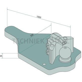 Walterscheid Support plate ball 80, 1000 x 300 mm, thickness 45 mm, 94,1 kN