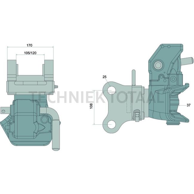 Walterscheid Hitch complete hitch pin 37 mm, 60 kN, black Case IH | 8005285, 3405652R93, 8004202, 90285C91