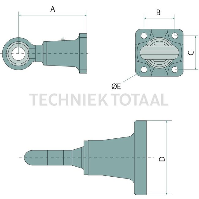 Walterscheid Zugöse Pick-Up Hitch Ø 50 mm, 268 mm, Flansch 110 x 100 mm, 4-Loch | 8005146