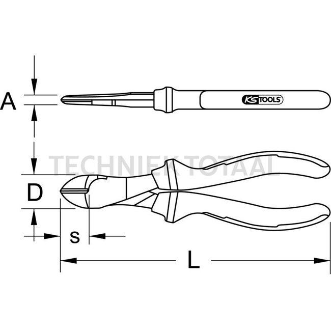 KS Tools ERGOTORQUE VDE Kraft-Seitenschneider 175 mm, Ø Gewinde 2,2 mm | 117.1115