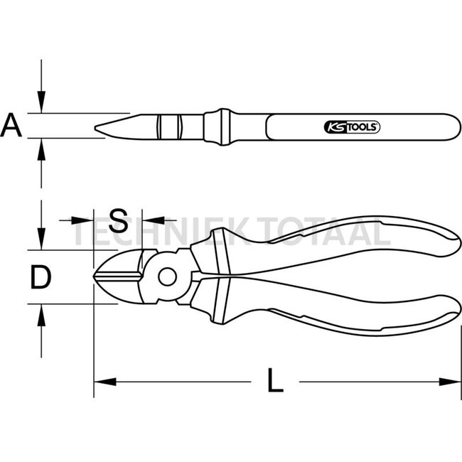 KS Tools ERGOTORQUE VDE diagonale zijsnijtang 156 mm, Ø draad 1,6 mm | 117.1119