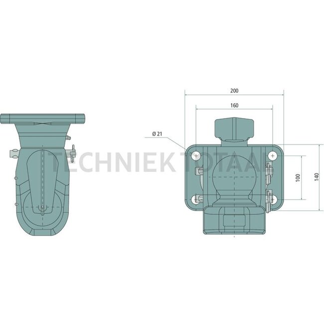 Walterscheid Kogelkoppeling flens kogel 80, 160 x 100 mm, M21, 4 gaten, 2800 kg | 8002903