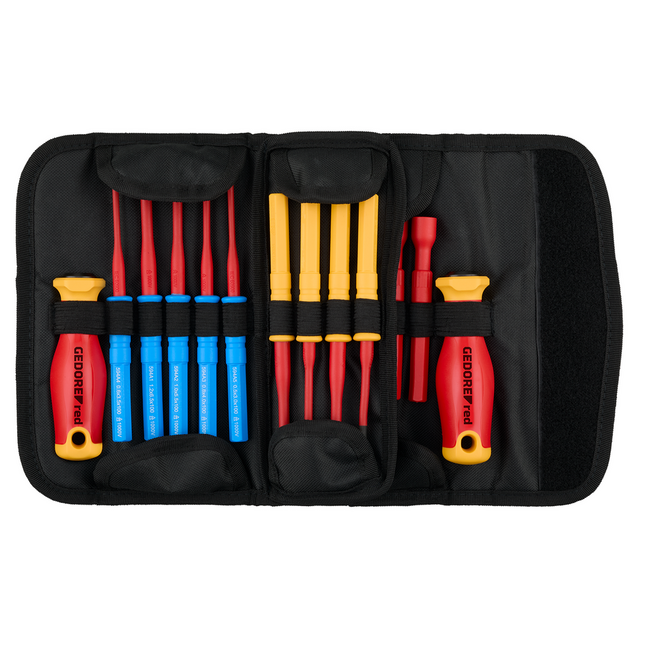 Gedore RED VDE-schroevendraaierset 20-delig met 16 wisselklingen van S2-staal, 2 grepen, 1000 V, in tas - R39002020