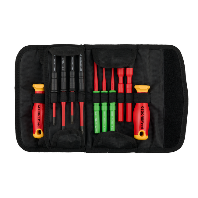 Gedore RED VDE-schroevendraaierset 20-delig met 16 wisselklingen van S2-staal, 2 grepen, 1000 V, in tas - R39002020