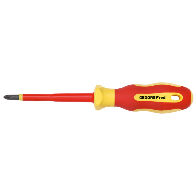 Gedore RED VDE-schroevendraaier PH1 80 mm, 1000 V geïsoleerd, 2C-greep, chroom-molybdeen, DIN ISO 8764, IEC 60900 - R39200115