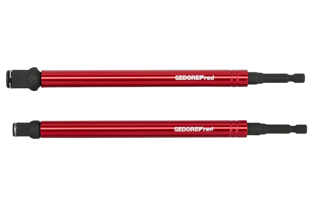 Gedore RED Bithouderset met sneldraaibus 200 mm, 2-delig, magnetisch, voor 1/4" bits en 3/8" en 1/2" doppen - R47112002