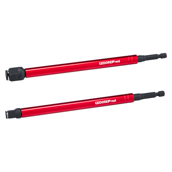 Gedore RED Bithalter-Satz mit Schnelldrehhülse 200 mm, 2-teilig, magnetisch, für 1/4"-Bits und 3/8"- und 1/2"-Nüsse - R47112002