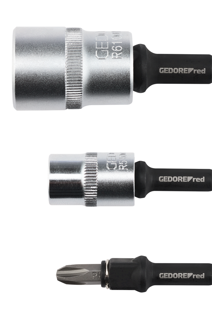 Gedore RED Bithouderset 75 mm, 2-delig, magnetisch, voor 1/4" bits en 3/8" en 1/2" doppen - R47112102, foto 3 van 3