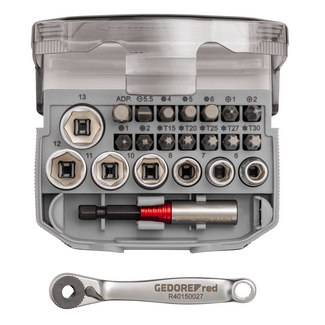 Gedore RED Dopsleutelset 1/4" 23-delig met bitratel, doppen 6-13 mm