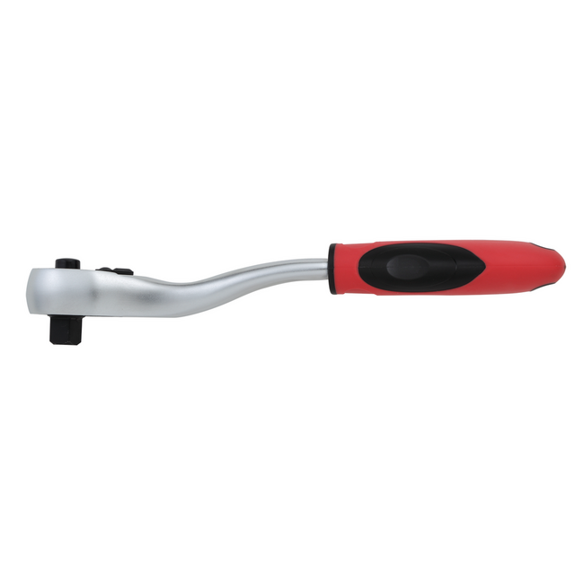 Gedore RED Umschaltknarre 3/8" gekröpft 210 mm, 36 Zähne, Rückschwenkwinkel 10°, Druckknopfentriegelung, 2K-Griff - R50050009