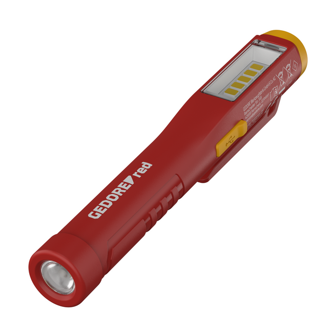 Gedore RED LED-staaflamp 150 lm met top-LED, oplaadbaar via USB-C, 3,5 uur brandduur, IP54, IK07 - R95600128