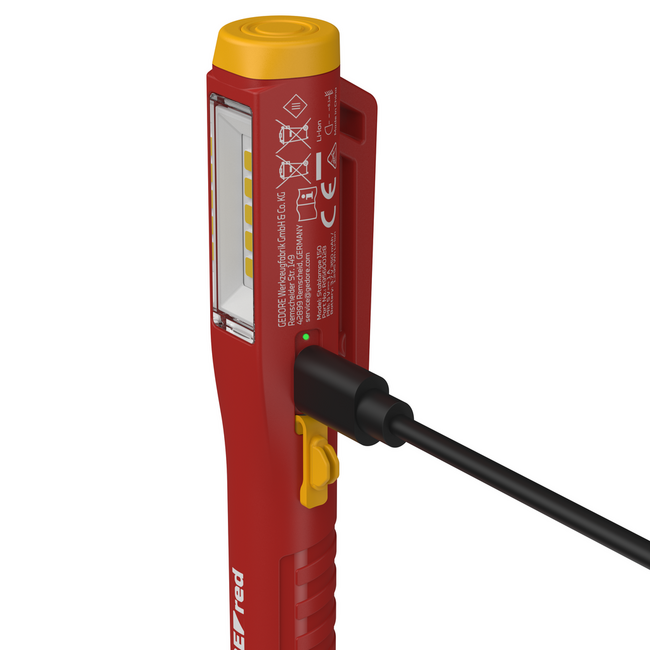 Gedore RED LED-staaflamp 150 lm met top-LED, oplaadbaar via USB-C, 3,5 uur brandduur, IP54, IK07 - R95600128