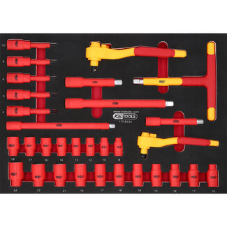 KS Tools 3/8" + 1/2" insulated socket set in foam insert, 31 pcs - size M (568 x 398 mm)