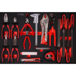 KS Tools Pliers and file set in foam insert, 28 pcs - size M (568 x 398 mm)