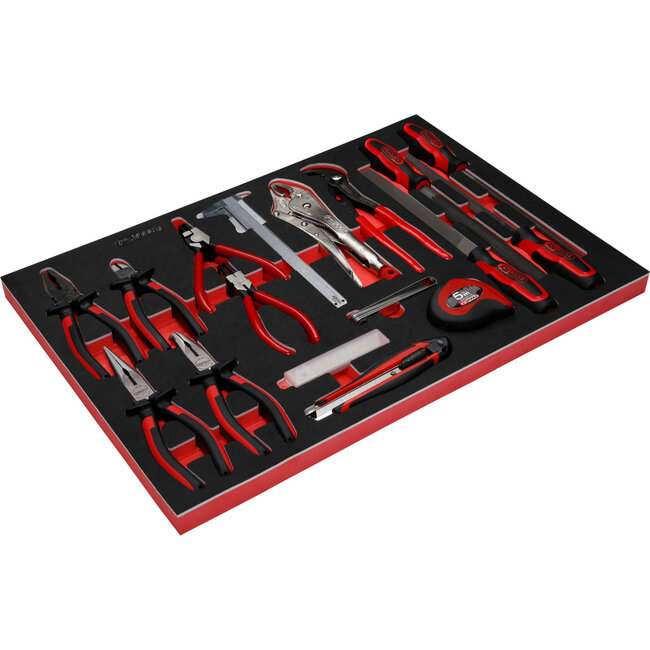 KS Tools Pliers and file set in foam insert, 28 pcs - PERFORMANCEplus size M (568 x 398 mm) - 811.0019