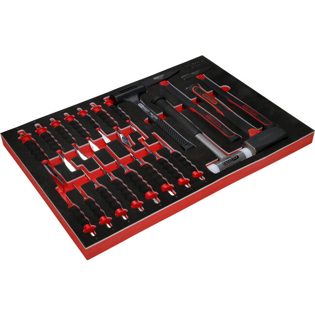 KS Tools Hamer- en beitelset in schuiminlay, 20-delig - PERFORMANCEplus maat M (568 x 398 mm) - 811.0020
