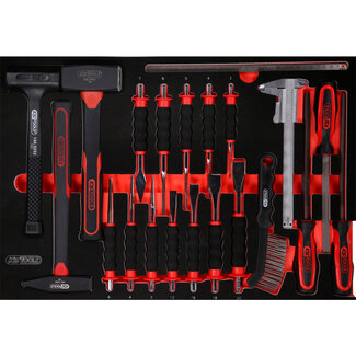 KS Tools Hammer- / Meißel- / und Feilen-Satz in Schaumstoffeinlage, 21-tlg - Größe M (568 x 398 mm)