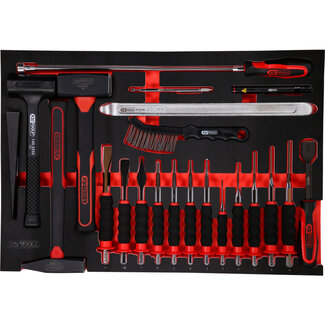 KS Tools Hammer- / und Meißel-Satz in Schaumstoffeinlage, 22-tlg - Größe M (568 x 398 mm)