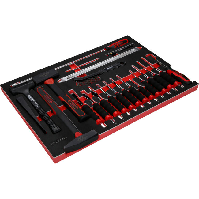 KS Tools Hammer- / und Meißel-Satz in Schaumstoffeinlage, 22-tlg - PERFORMANCEplus Größe M (568 x 398 mm) - 811.0022