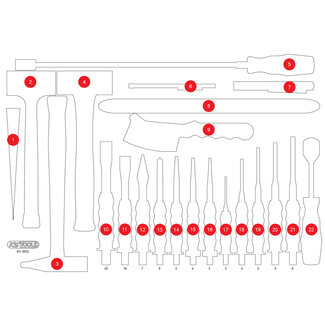 KS Tools Lege schuiminlay voor hamer- en beitelset 811.0022 - maat M (568 x 398 mm)