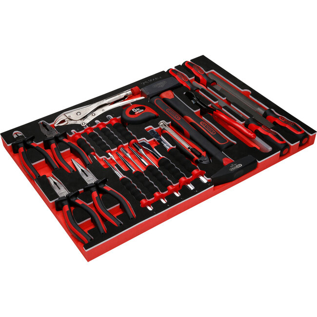 KS Tools Zangen- / Hammer- / und Meißel-Satz in Schaumstoffeinlage, 33-tlg - PERFORMANCEplus Größe M (568 x 398 mm) - 811.0033