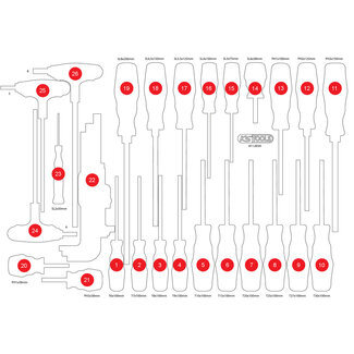 KS Tools Leere Schaumstoffeinlage für Schraubendreher-Satz 811.0034 - Größe M (568 x 398 mm)