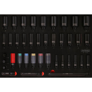 KS Tools 1/2" impact socket set in foam insert, 39 pcs - size M (568 x 398 mm)