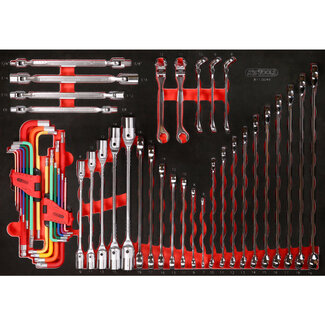 KS Tools Sleutelset in schuiminlay, 49-delig - maat M (568 x 398 mm)