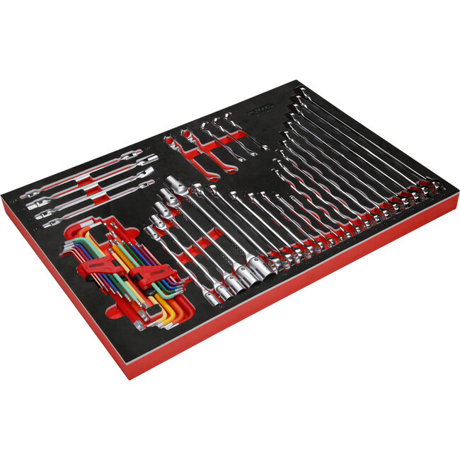KS Tools Schraubenschlüssel-Satz in Schaumstoffeinlage, 49-tlg - PERFORMANCEplus Größe M (568 x 398 mm) - 811.0049