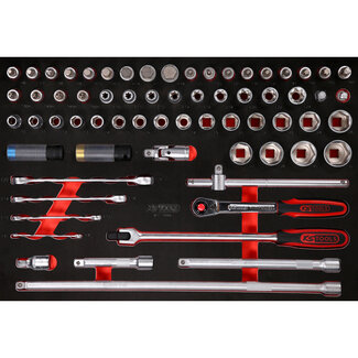 KS Tools 1/2" dopsleutelset in schuiminlay, 66-delig - maat M (568 x 398 mm)