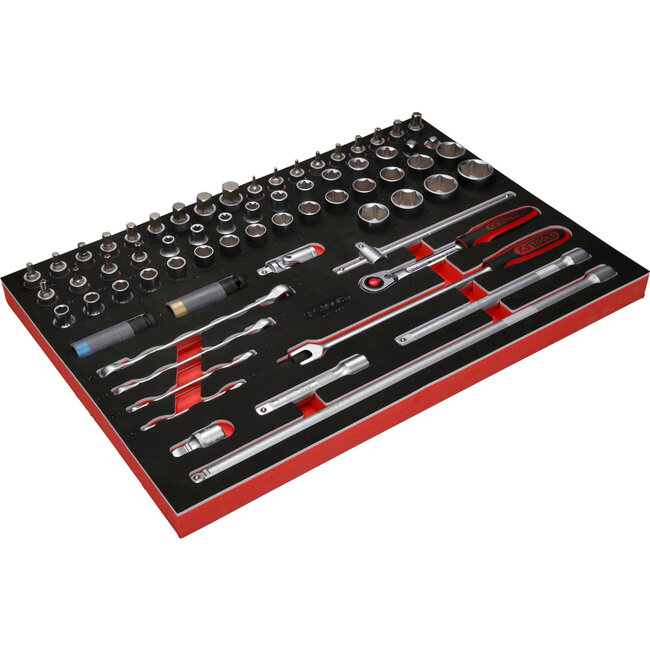 KS Tools 1/2" dopsleutelset in schuiminlay, 66-delig - PERFORMANCEplus maat M (568 x 398 mm) - 811.0066