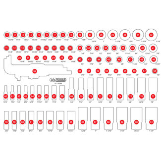 KS Tools Lege schuiminlay voor 1/4" + 3/8" + 1/2" dopsleutelset (inch) 811.0099 - maat M (568 x 398 mm)