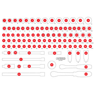 KS Tools Empty foam insert for 3/8" + 1/2" socket set 811.0101 - size M (568 x 398 mm)
