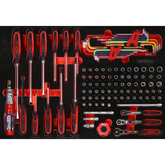 KS Tools 1/4" socket and screwdriver set in foam insert, 105 pcs - size M (568 x 398 mm)
