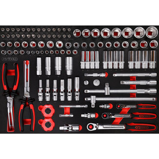 KS Tools 1/4" + 3/8" + 1/2" socket set in foam insert, 111 pcs - size M (568 x 398 mm)