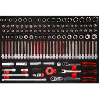 KS Tools 3/8" socket set in foam insert, 124 pcs - size M (568 x 398 mm)